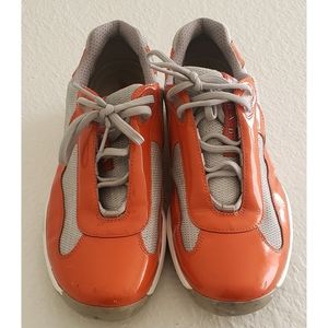 orange prada sneakers